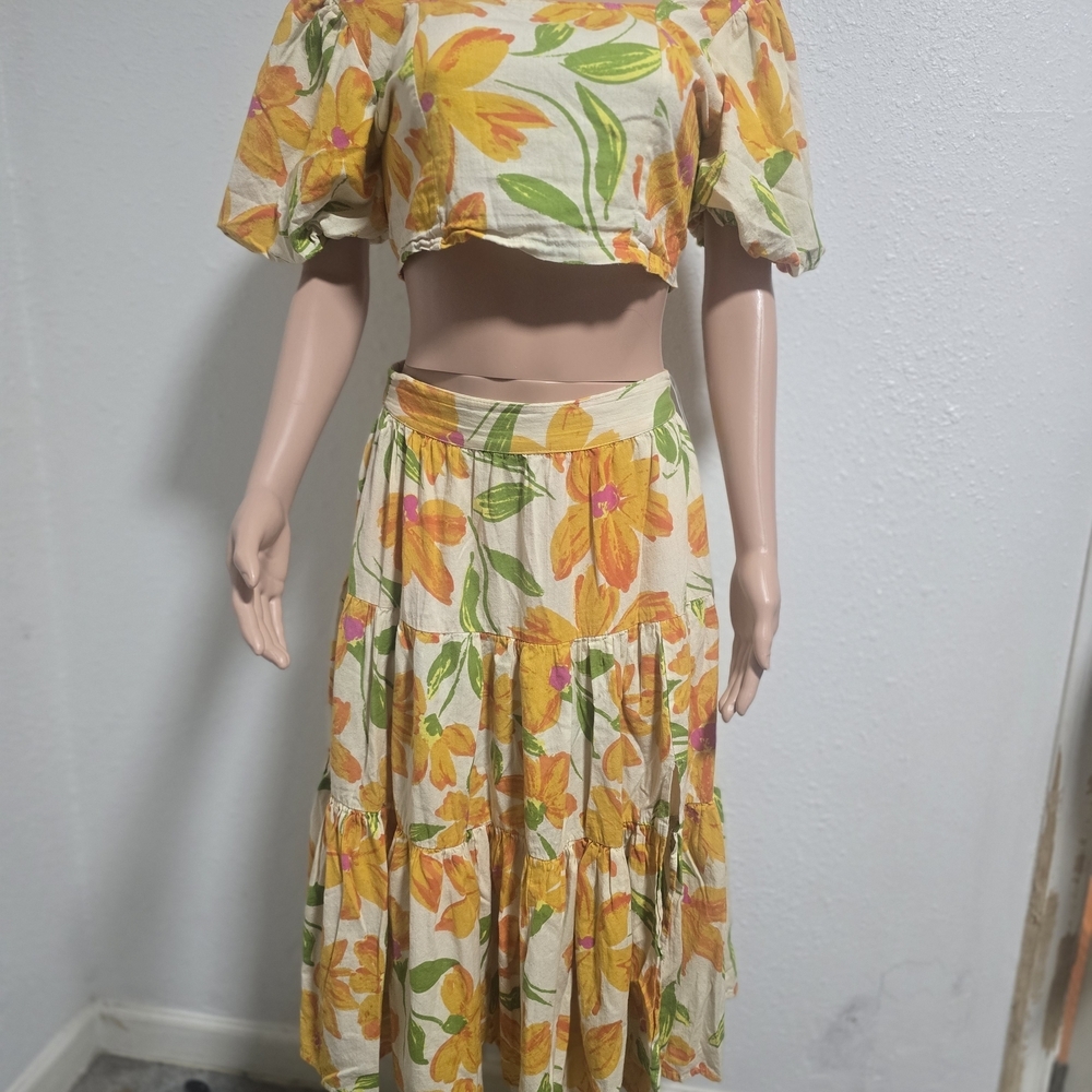 Rose & Olive Floral Yellow and Green Skirt Set - Picture 7 of 9